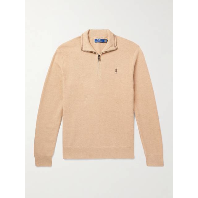 Polo Ralph Lauren - Logo-Embroidered Honeycomb-Knit Cotton Half-Zip Sweater - Men - Neutrals - XL