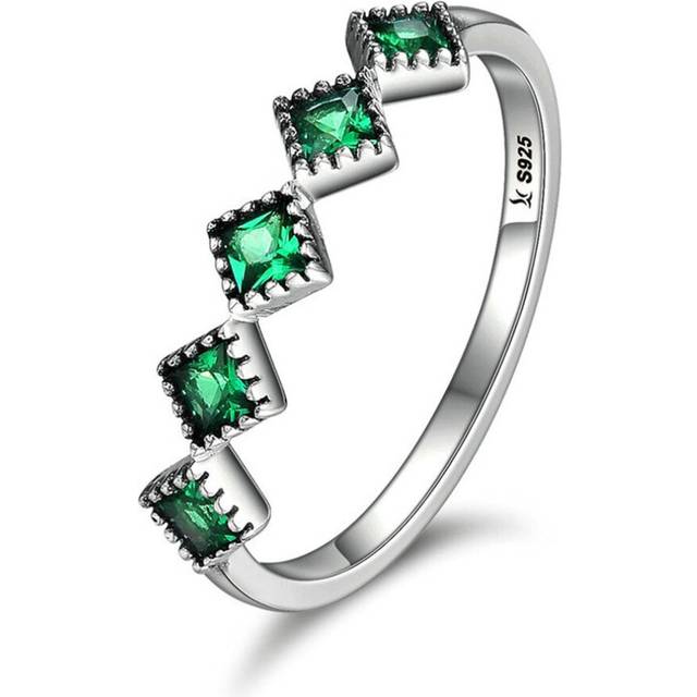 Silver plating Stackable Square Green Finger Rings for Women Wedding Engagement Jewelry Gift_8