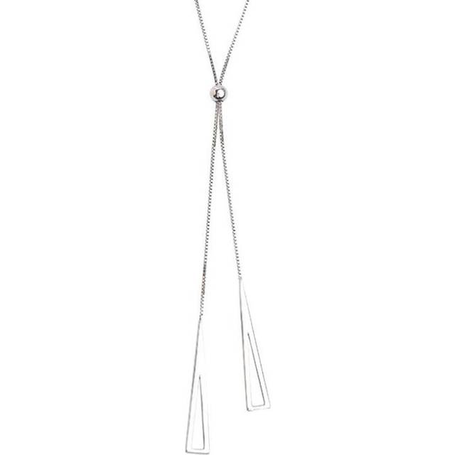 2PCS Copper Geometric Triangle Necklace for Women Adjustable Clavicle Chain Necklace Jewelry Gifts