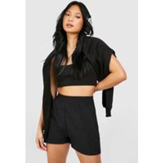 Womens Petite Parachute Runner Shorts - Black - 12