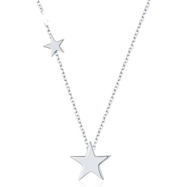 Silver plating Double Stars Pendants Necklace Trendy Elegant Necklaces Fine Jewelry for Women