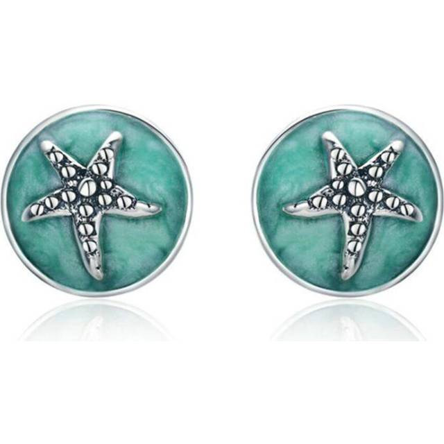 Silver plating Fantasy Starfish Round Stud Earrings for Women Fashion Earrings Jewelry