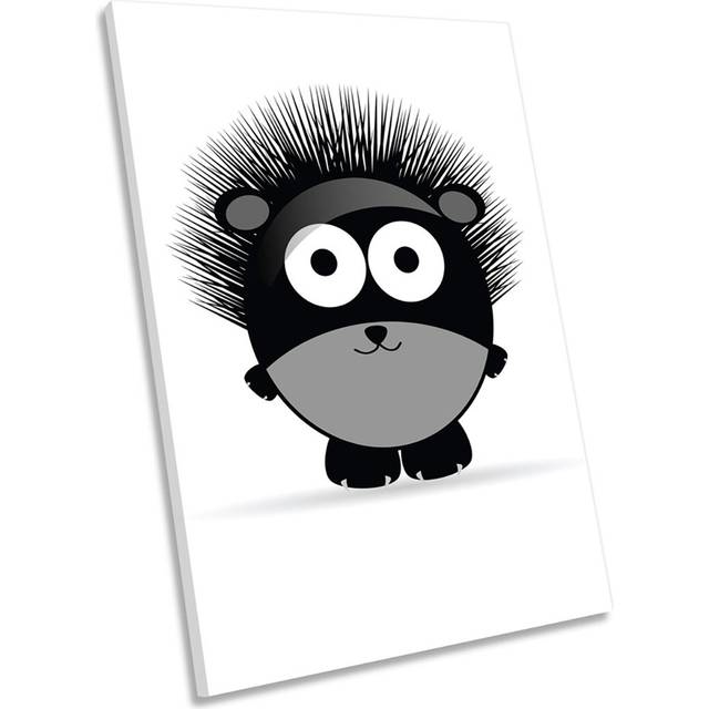 Cute Hedgehog Kids Room Framed CANVAS WALL ART Picture Print (24cm H x 16cm W x 2cm D)