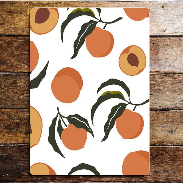 Peach Pattern Kitchen Sign Wall Décor - White;Orange (80cm H x 60cm W)