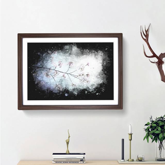 Pink Cherry Blossom Tree in Sunlight - Picture Frame Graphic Art Print - Walnut Framed (24cm H x 33cm W x 2cm D)