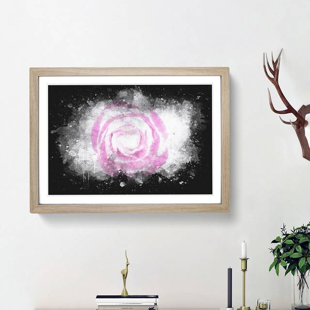 Pink Lisianthus Flower - Picture Frame Graphic Art Print - Oak (24cm H x 33cm W x 2cm D)