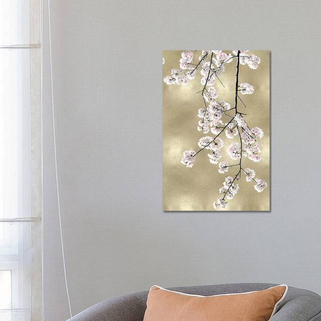 Pink Blossoms on Gold III by Kate Bennett - Wrapped Canvas Graphic Art (66.04 cm H x 45.72 cm W)