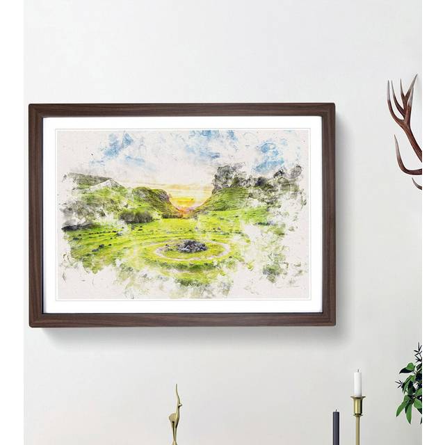 Fairy Glen at the Isle of Skye - Picture Frame Painting Print - Walnut Framed (62cm H x 87cm W x 2cm D)