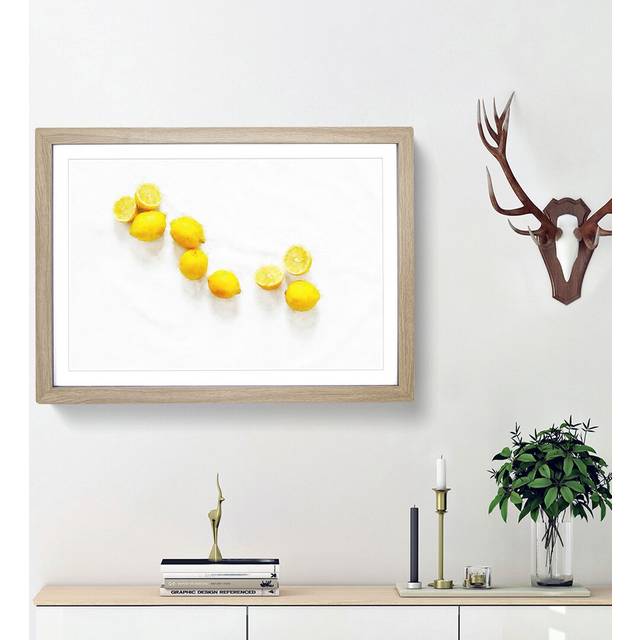 Lemon Fruit - Picture Frame Graphic Art Print - Oak Framed (24cm H x 33cm W x 2cm D)