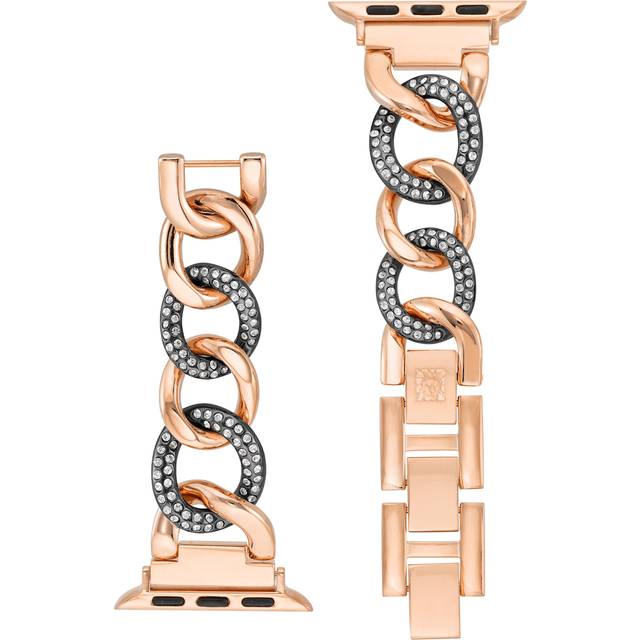 Anne Klein Women's Chain Link Bracelet Band with Premium Crystals for Apple Watch® in Gunmetal/Rose Gold-Tone size 42/44/45/Ultra(49mm)