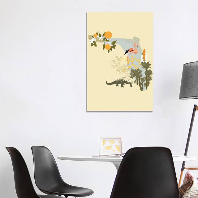 Illustrated State-Florida by Jacob Green - Wrapped Canvas Painting (101.6 cm H x 66.04 cm W)