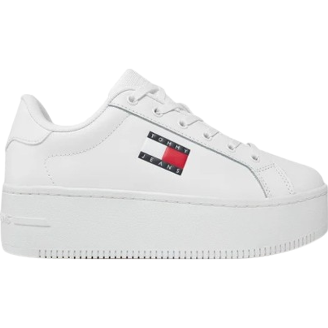 Tommy Jeans Flatform Leather Trainer - White, White, Size 42, Women