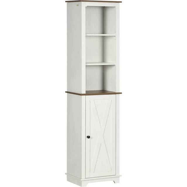 kleankin Tall Bathroom Cabinet Storage Cupboard with Door - Adjustable Shelves | TJ Hughes
