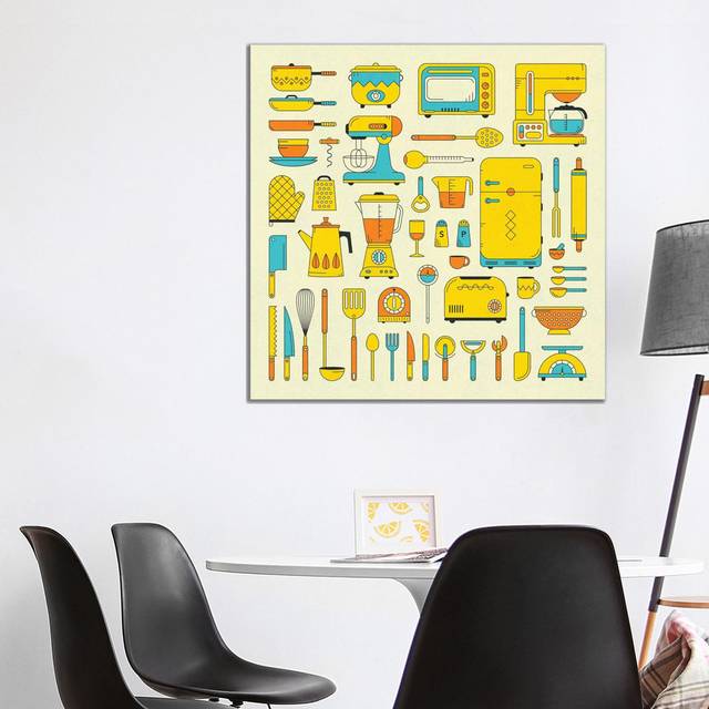 Retro Kitchen by Jazzberry Blue - Wrapped Canvas Graphic Art (93.98cm H x 93.98cm W x 1.905cm D)