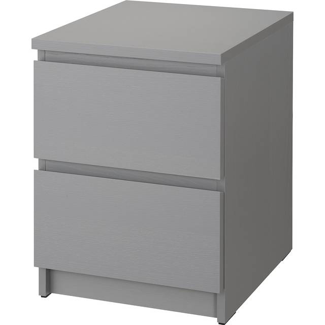 IKEA MALM Wooden Chest of 2 drawers, Grey stained 40x55 cm