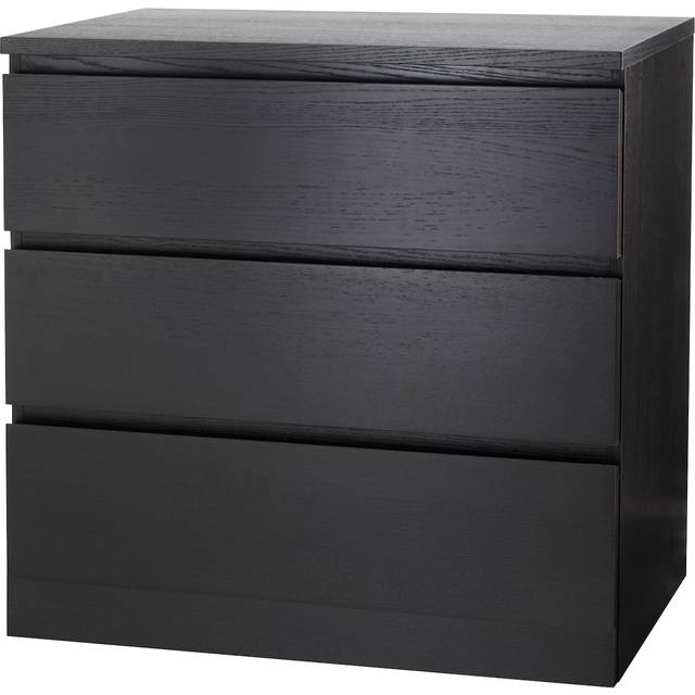 Ikea MALM Chest of 3 drawers, black-brown 80x78 cm