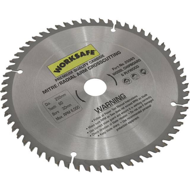250 x 30mm TCT Saw Blade - 60 TPU - 30mm Bore - Chipboard Plywood Circular Blade