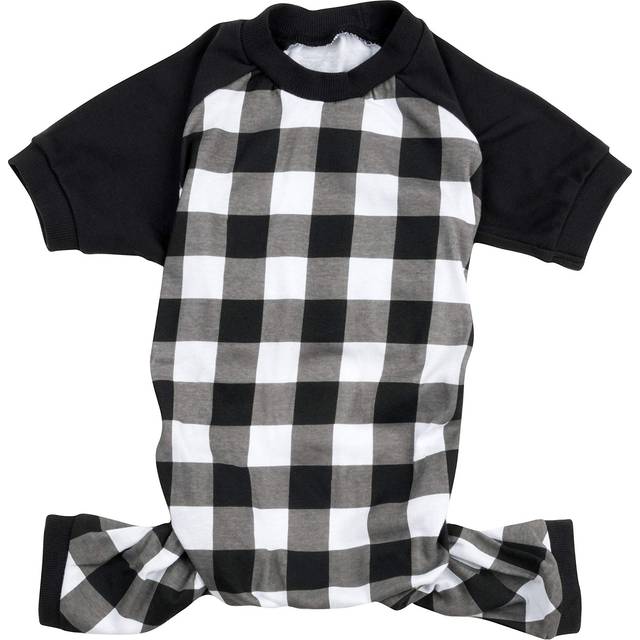 Leveret Dog Pajamas 100% Cotton Black & White Plaid (Size X-Small)