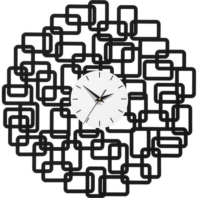 Abstract Squares Wall Clock - Black (55cm W X 54cm H X 4cm D)