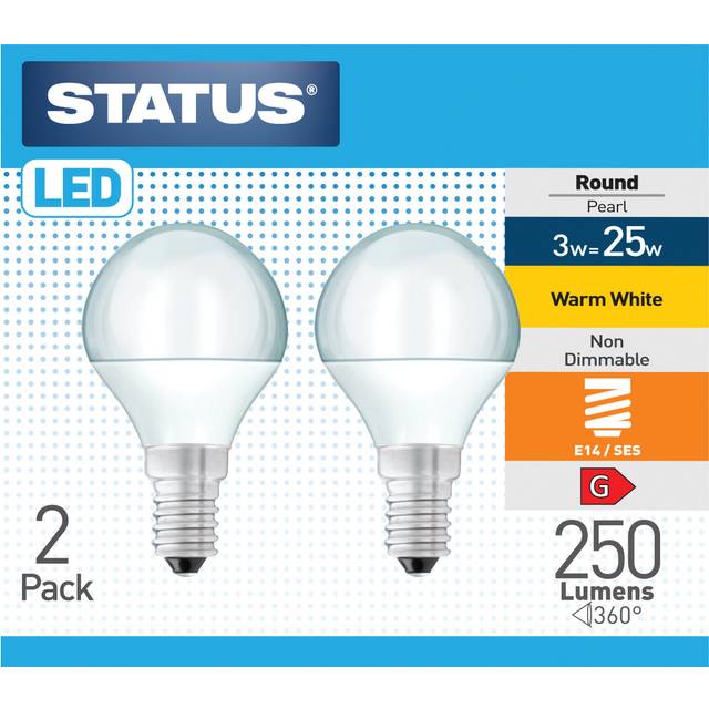 Status 2 Pack SES LED 3W Round Light Bulb