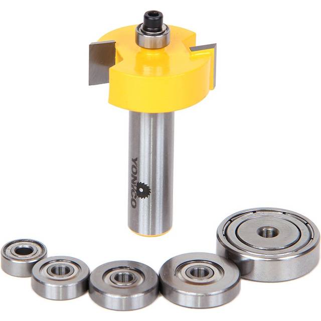 YONICO Rabbet  Bearing Router Bit Set 12Inch Height with 6 Bearings 12Inch Shank 14705