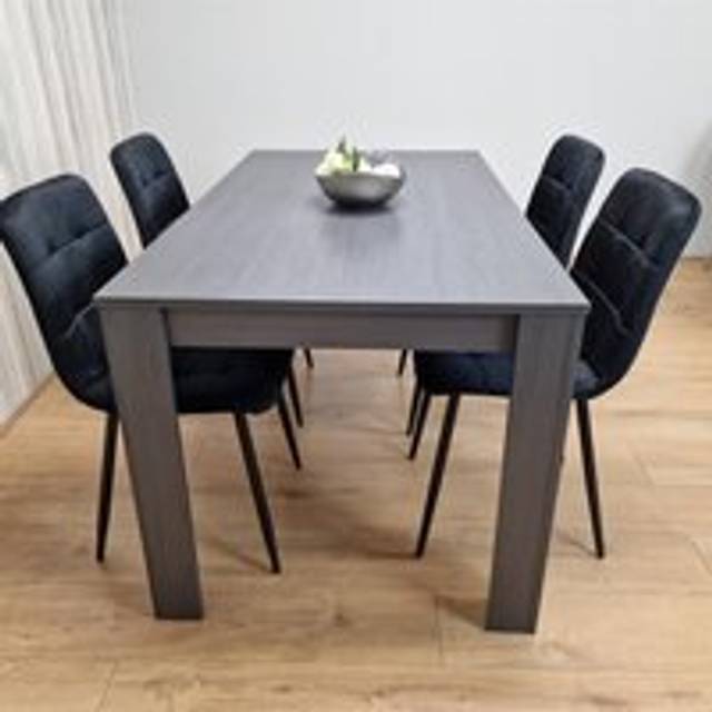 Kosy Koala Dark Grey Dining Table and 4 Black Chairs, Multi