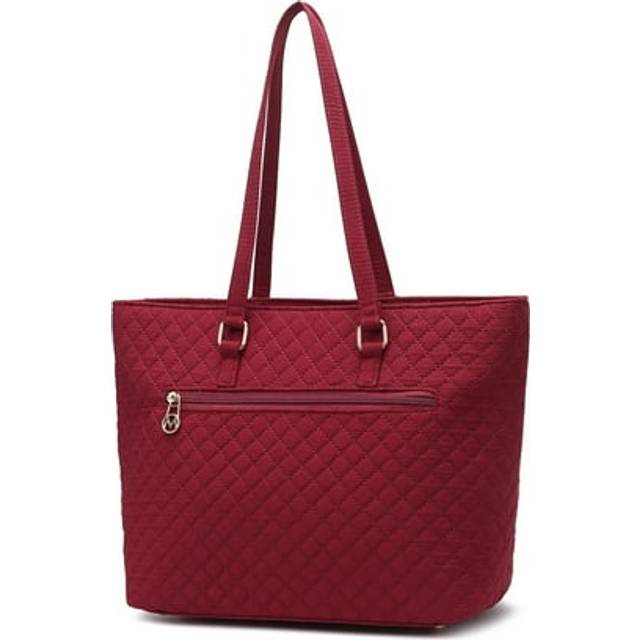 MKF Collection by Mia K. MKF-SD-L324WN Hallie Solid Quilted Cotton Womens Tote Bag