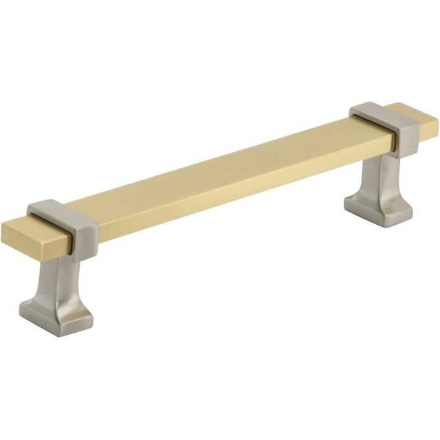 Amerock | Cabinet Pull | Brushed Gold/Satin Nickel | 5-1/16 inch (128 mm) Center to Center | Overton | 1 Pack | Drawer Pull | Drawer Handle | Cabinet