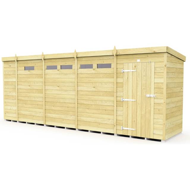 17 x 4 Feet Pent Security Shed - Single Door - Wood - L118 x W492 x H201 cm