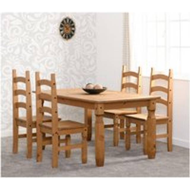 Seconique Corona 5' Dining Set - Distressed Waxed Pine, Brown