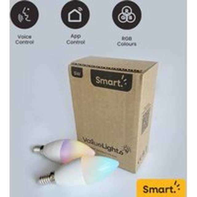 ValueLights 2 Pack E14 App Control RGB Smart Light Bulb - White - 10.9 x 3.6 x 3.6cm