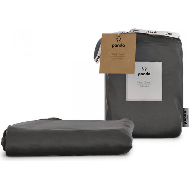Panda 100% Bamboo Bedding Fitted Sheet Urban Grey - Small Double, Grey