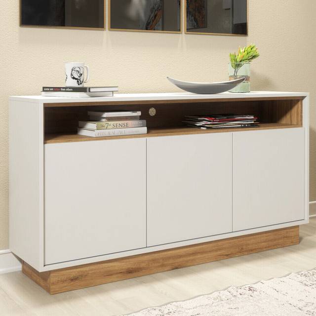 Creative Furniture - Mirage Sideboard - White with Dark Oak 130cm
