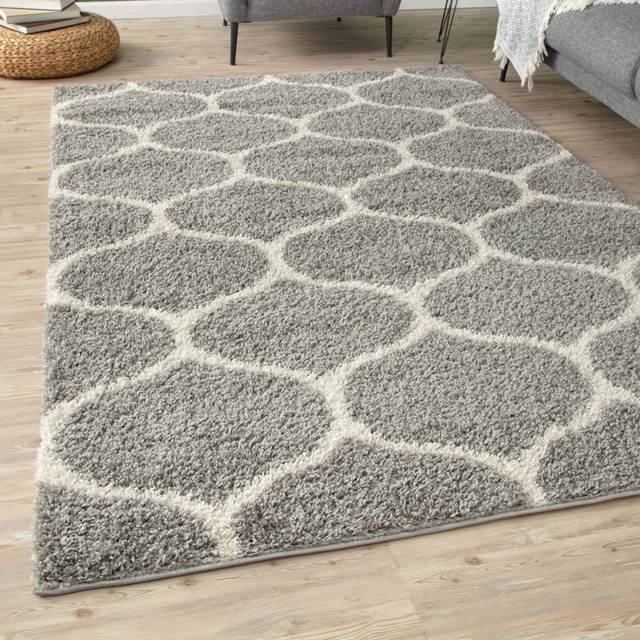 Myshaggy Collection Rugs Trellis Design in Grey- 384 GI - 80cm x 150cm