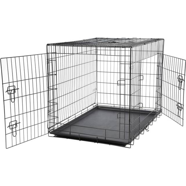 Bunty Metal Dog Crate Bed Portable Carrier Basket - Medium, Black