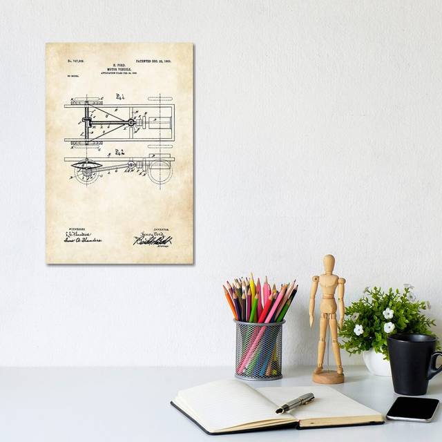 Henry Ford Model T (1903) by Patent77 - Wrapped Canvas Art Prints (20.32 cm H x 30.48 cm W)
