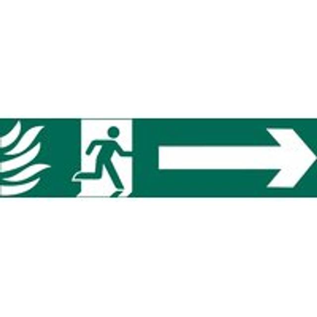 Draper Running Man Arrow Right Fire Safety Sign 200mm 50mm Standard