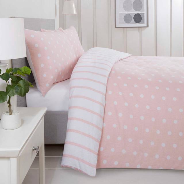 Rapport Home Spots & Stripes Microfibre Duvet Set Single Blush, Pink