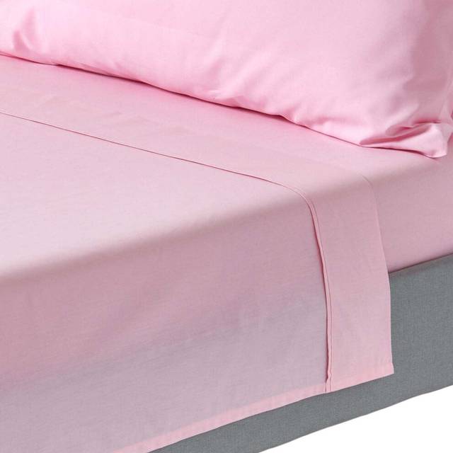 Homescapes 100% Egyptian Cotton 200 TC Double Flat Sheet, Pink, OEKO-TEX Certified, Machine Washable, Hypoallergenic