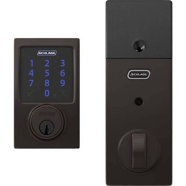 SCHLAGE BE469ZP CEN 716 SCHLAGE Connect Smart Deadbolt With Alarm Inbuilt Century Trim In Aged Bronze