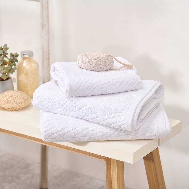 ecopure 100% Cotton Jacquard Towel Range White Bath Sheet