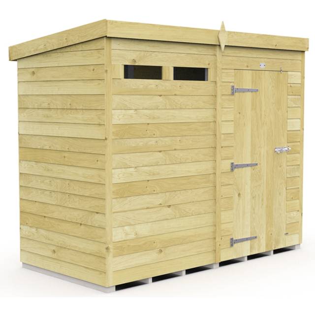 8 x 4 Feet Pent Security Shed - Single Door - Wood - L118 x W243 x H201 cm