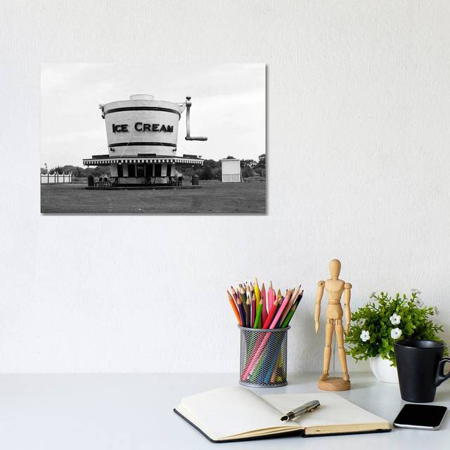 1937 Roadside Refreshment Stand Shaped Like Ice Cream Maker - Wrapped Canvas Photograph (20.32cm H x 30.48cm W x 1.91cm D)