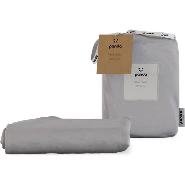Panda 100% Bamboo Bedding Fitted Sheet Quiet Grey - Small Double, Silver