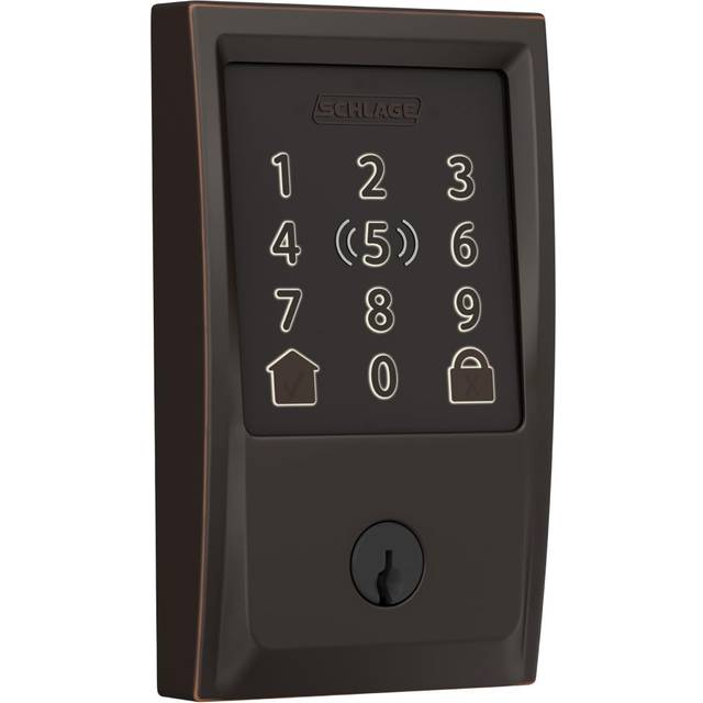 Schlage BE499WBCEN716 Encode Plus Century WiFi Deadbolt Smart Keyless Entry Touchscreen Door Lock  Aged Bronze (Pack of 1)