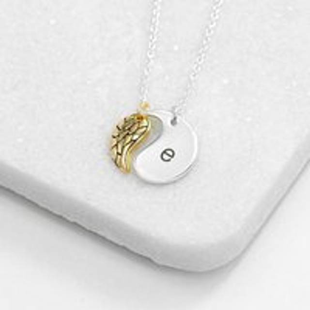 Treat Republic Personalised Contemporary Angel Wing Necklace - Gold