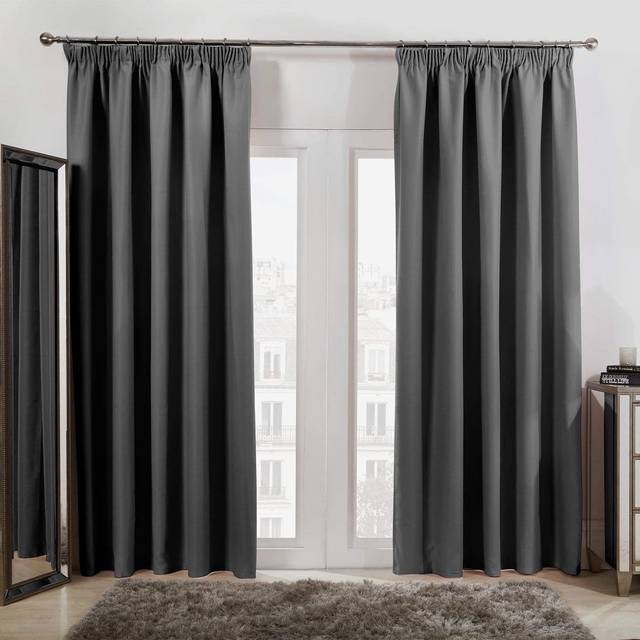 Dreamscene Pencil Pleat Blackout Pair Of Thermal Curtains - Black / 167cm / 228cm