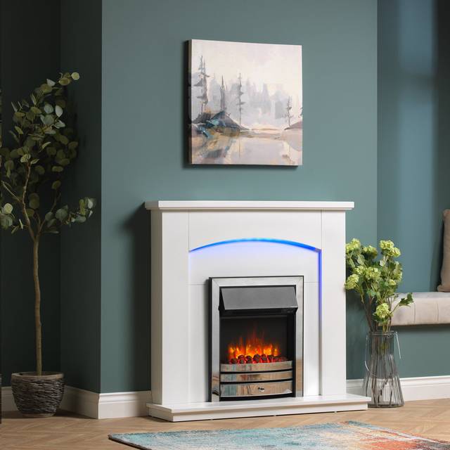 Clayton Electric Fire - Chrome (103cm H X 103.3cm W X 32.5cm D)
