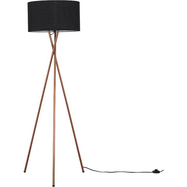 Mishler 155cm Camden Tripod Copper Floor Lamp with Large Reni Shade - Black (155cm H X 62cm W X 62cm D)