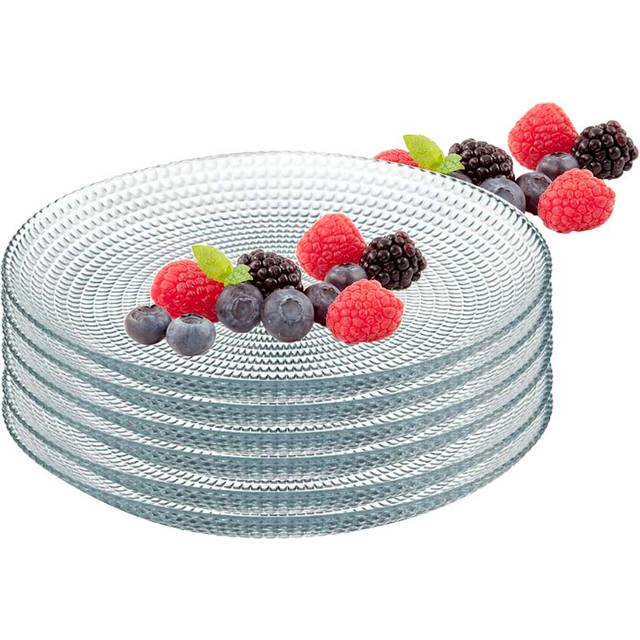 (6 x Dessert Plates) Pasabahce Serving Clear Glass Plate Dish Set 6/12